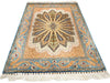 5x7 Ivory and Blue Turkish Silk Rug