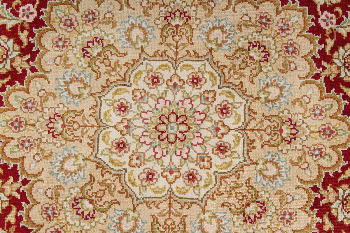 6x8 Navy and Ivory Turkish Silk Rug