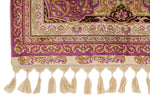 6x8 Purple and Ivory Turkish Silk Rug