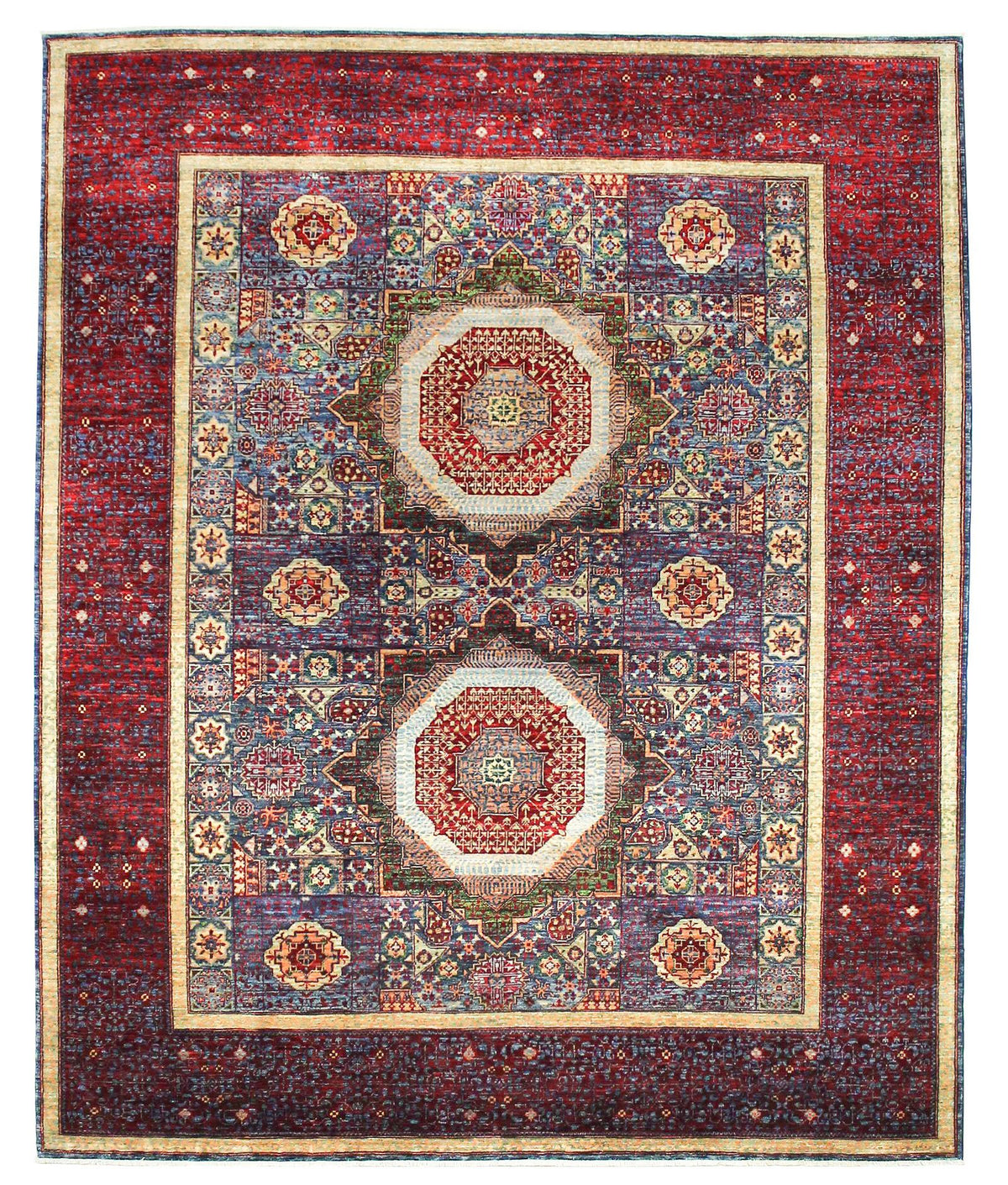 8x10 Navy and Red Turkish Tribal Rug