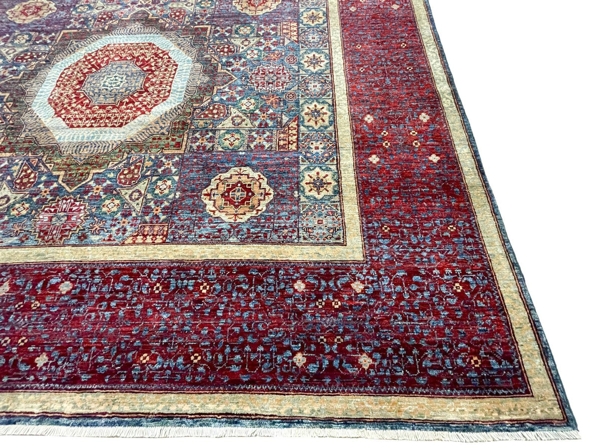 8x10 Navy and Red Turkish Tribal Rug