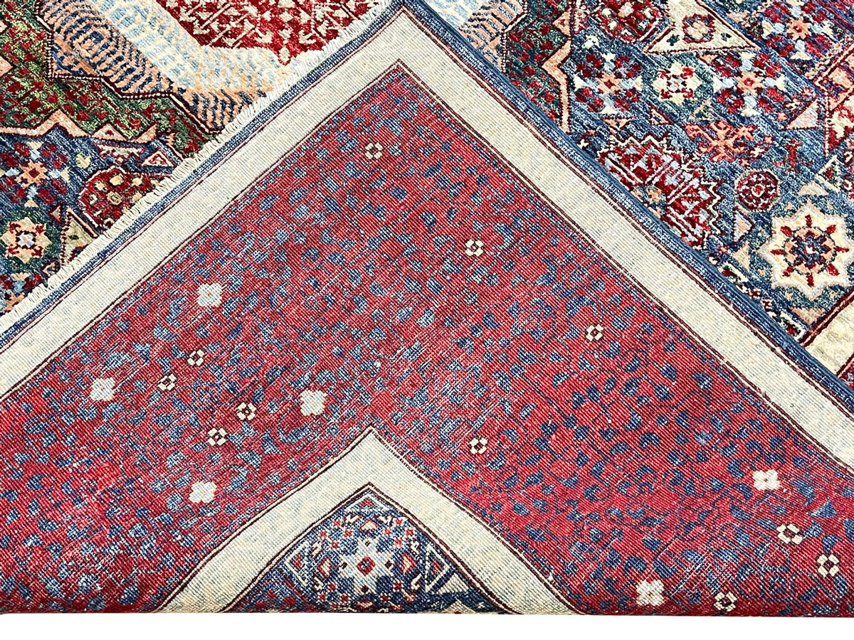 8x10 Navy and Red Turkish Tribal Rug
