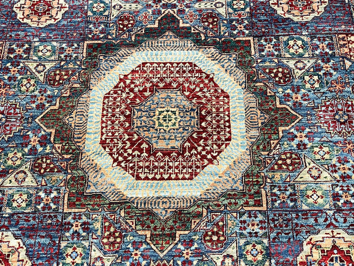 8x10 Navy and Red Turkish Tribal Rug