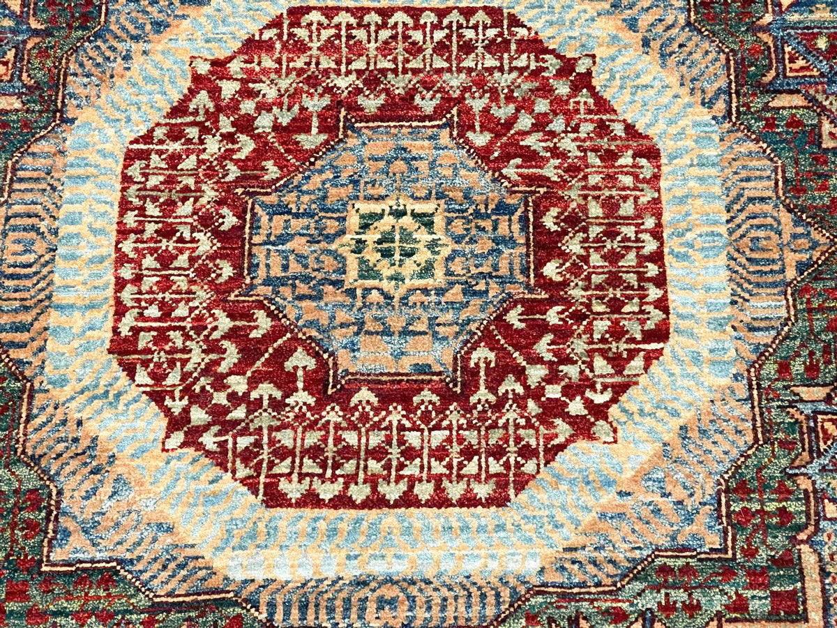 8x10 Navy and Red Turkish Tribal Rug