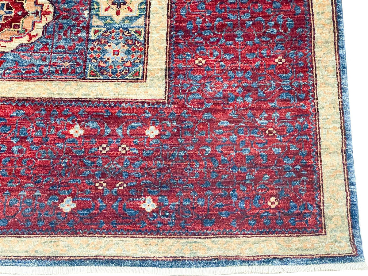 8x10 Navy and Red Turkish Tribal Rug