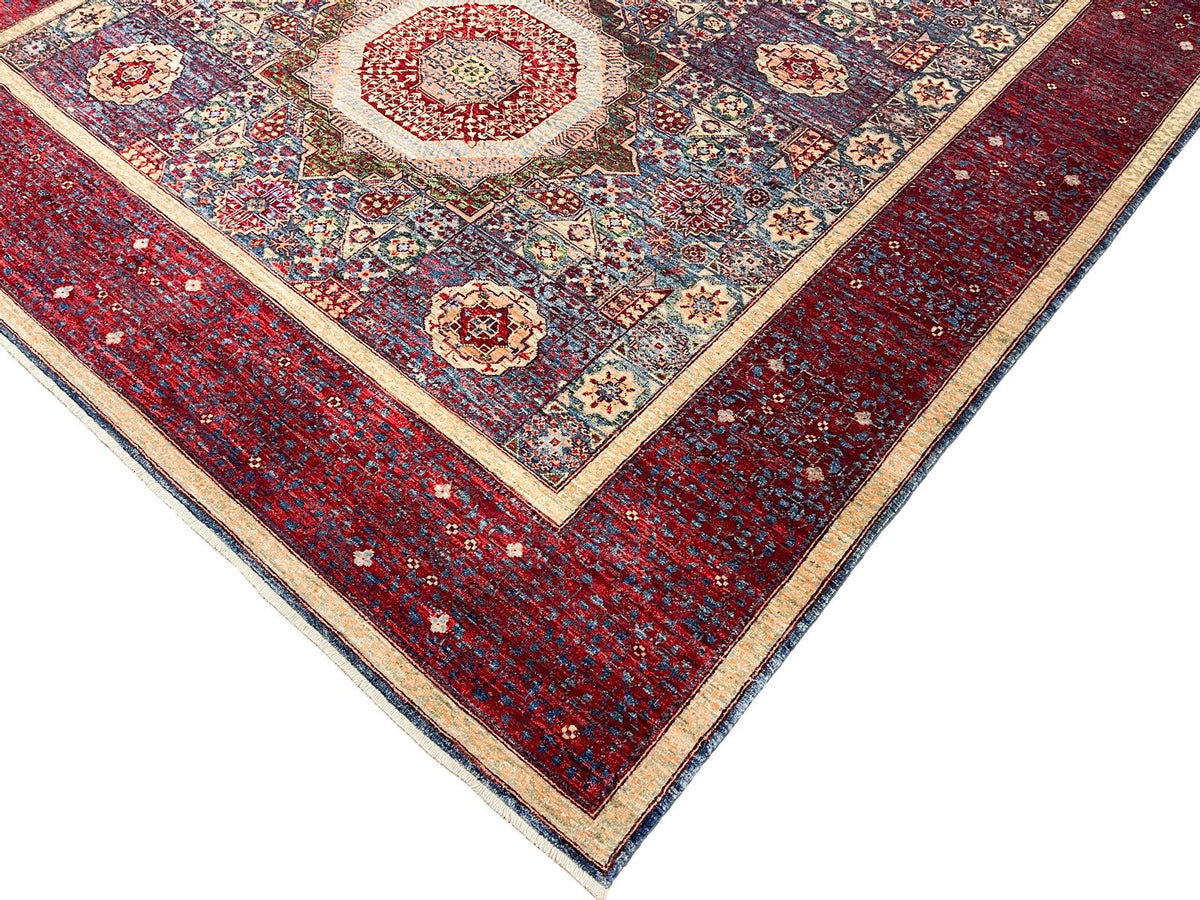 8x10 Navy and Red Turkish Tribal Rug