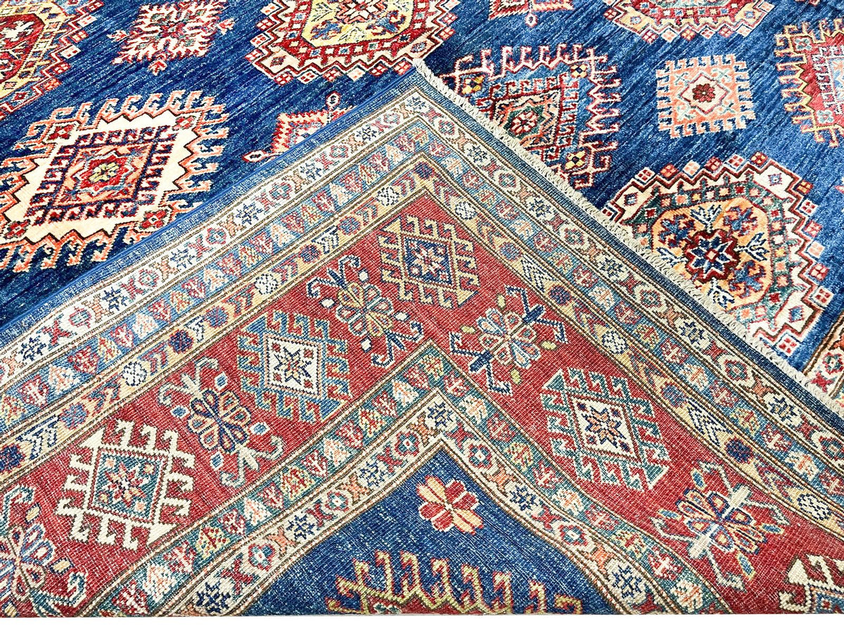 7x9 Navy and Red Kazak Tribal Rug