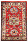 3x5 Red and Ivory Kazak Tribal Rug