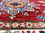 3x5 Red and Ivory Kazak Tribal Rug