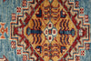 3x5 Blue and Ivory Kazak Tribal Rug