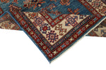 3x5 Blue and Ivory Kazak Tribal Rug