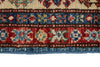 3x5 Blue and Ivory Kazak Tribal Rug