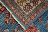 3x5 Blue and Ivory Kazak Tribal Rug