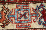 3x5 Blue and Ivory Kazak Tribal Rug