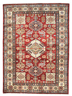 4x6 Red and Ivory Kazak Tribal Rug