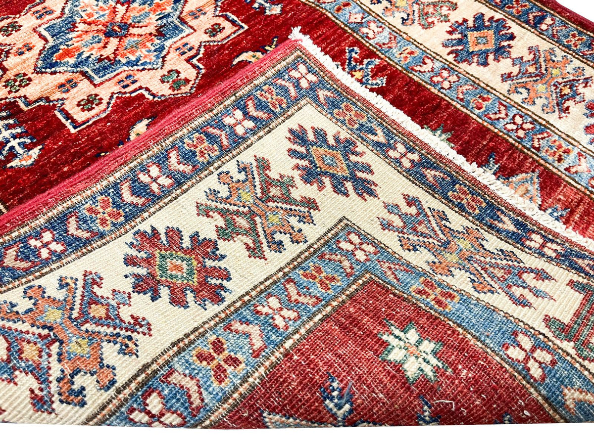 3x8 Red and Ivory Kazak Tribal Runner