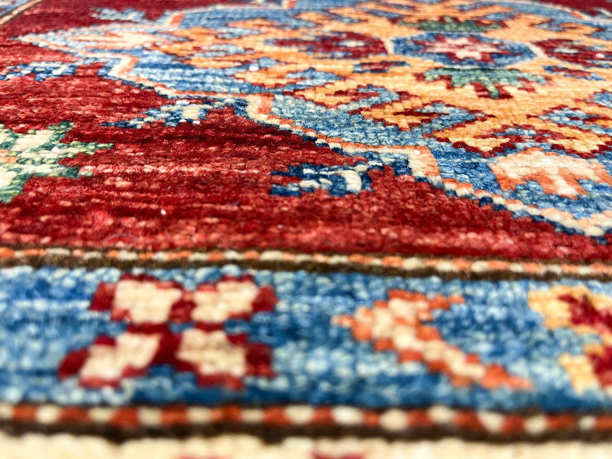 3x8 Red and Ivory Kazak Tribal Runner