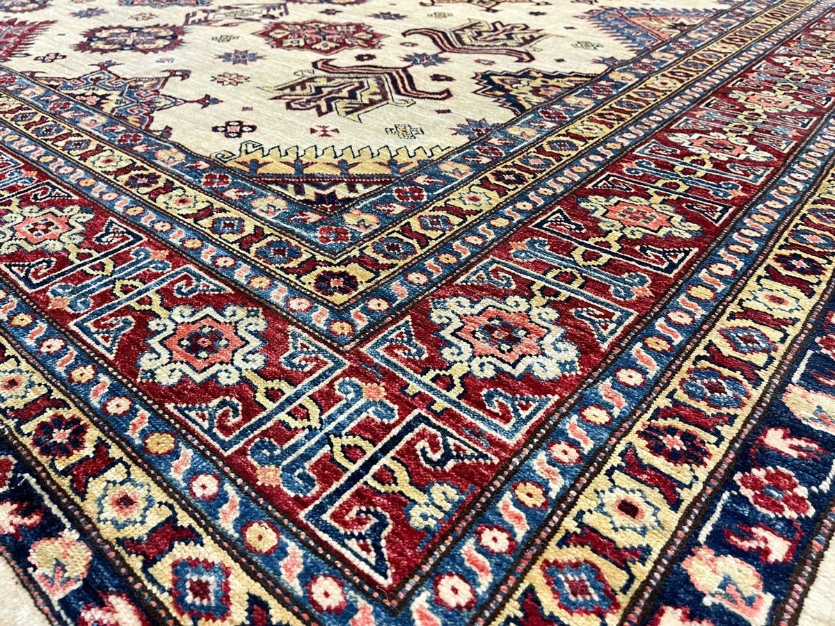10x14 Red and Ivory Kazak Tribal Rug