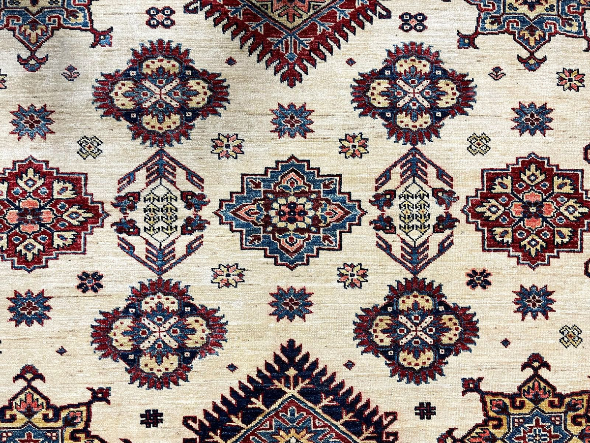 10x14 Red and Ivory Kazak Tribal Rug