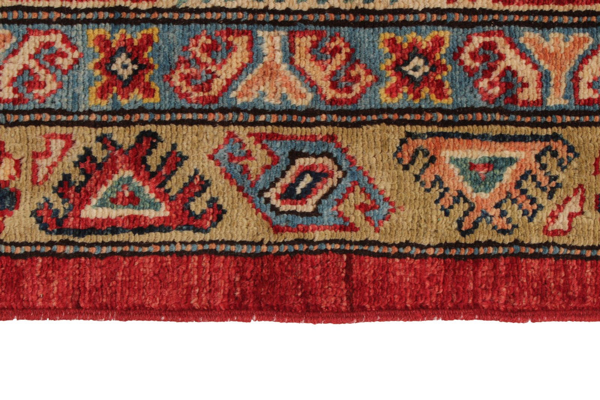 9x12 Red and Ivory Kazak Tribal Rug