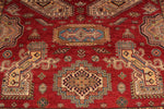 9x12 Red and Ivory Kazak Tribal Rug