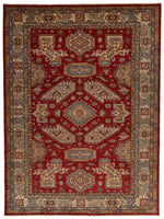 9x12 Red and Ivory Kazak Tribal Rug