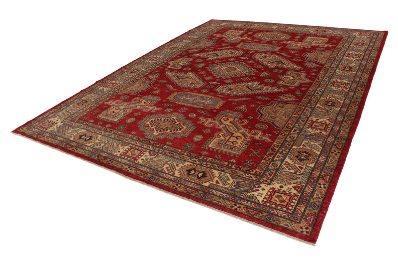 9x12 Red and Ivory Kazak Tribal Rug