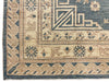 8x10 Blue and Ivory Turkish Tribal Rug