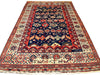 7x10 Navy and Ivory Kazak Tribal Rug