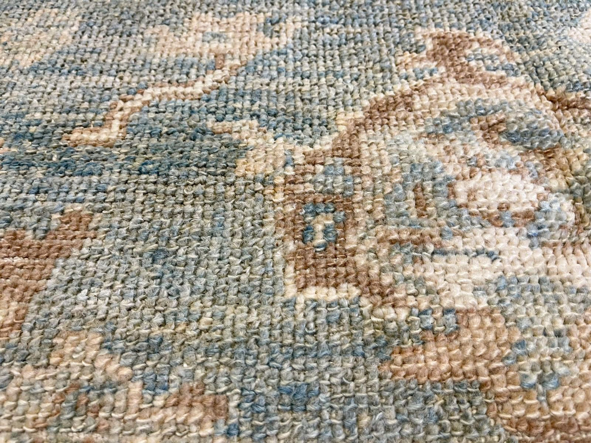 7x8 Blue and Ivory Turkish Oushak Rug