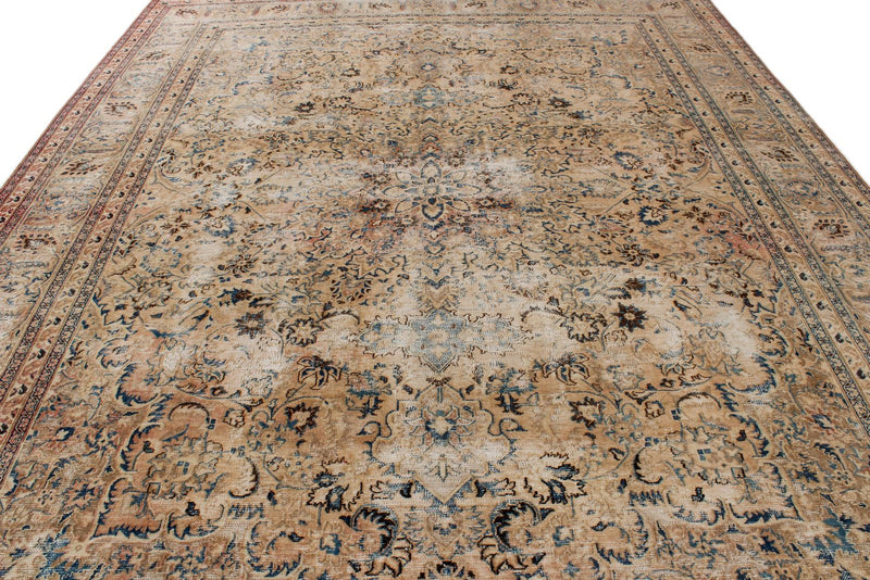 10x12 Ivory Turkish Overdyed Rug