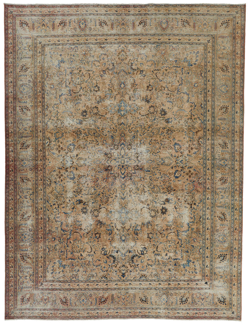 10x12 Ivory Turkish Overdyed Rug