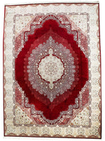 10x13 Red and Ivory Turkish Antep Rug