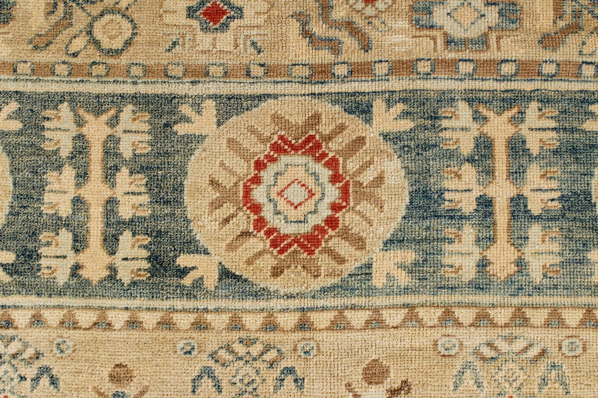 12x15 Blue and Ivory Turkish Oushak Rug