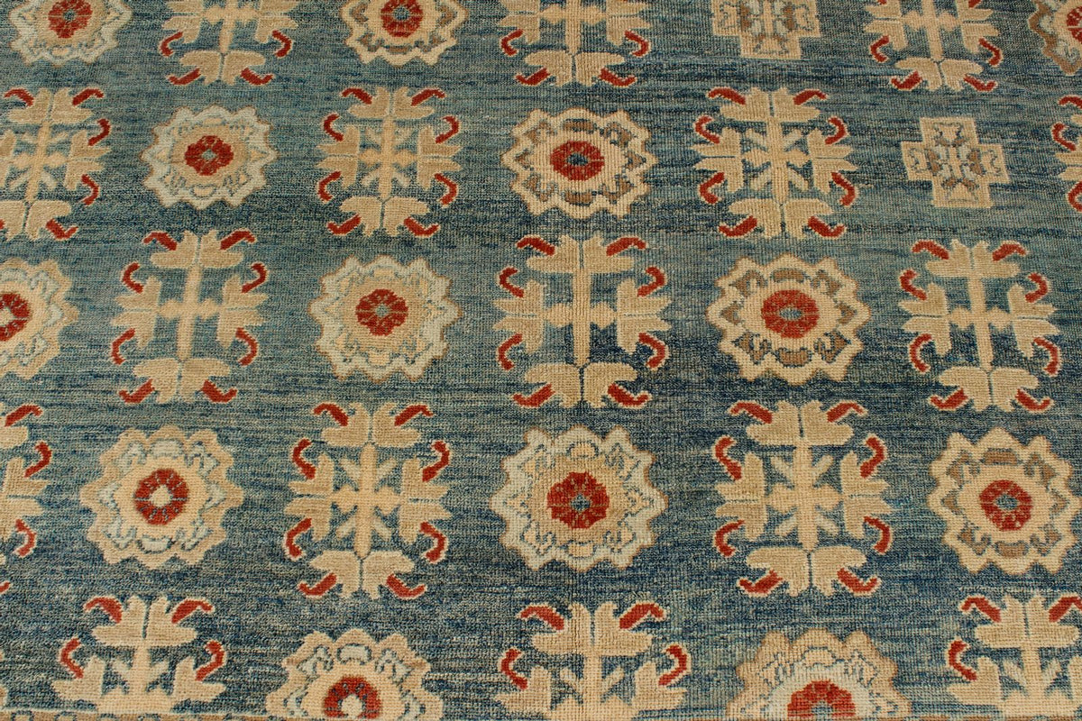 12x15 Blue and Ivory Turkish Oushak Rug
