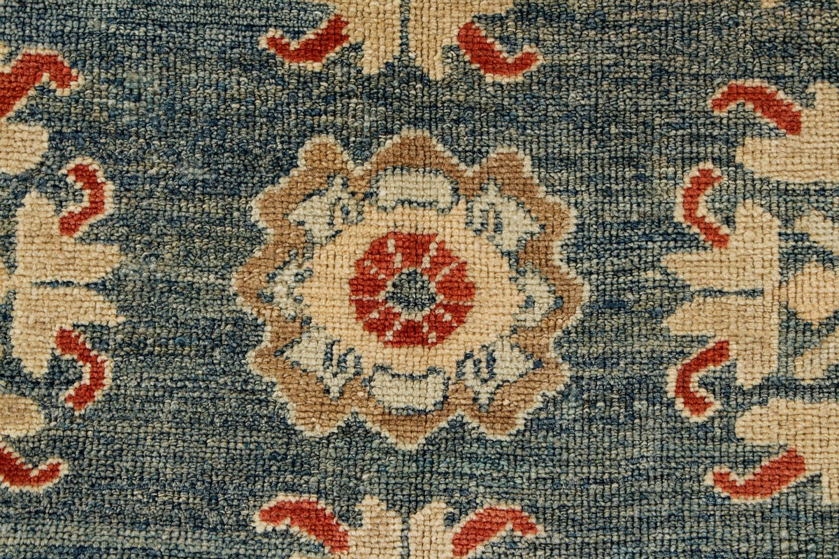 12x15 Blue and Ivory Turkish Oushak Rug