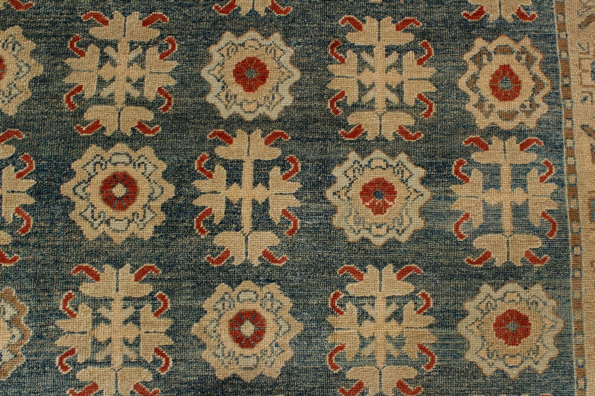 12x15 Blue and Ivory Turkish Oushak Rug