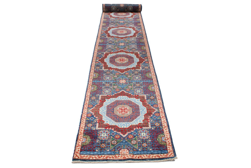 2x19 Navy and Multicolor Turkish Tribal Runner