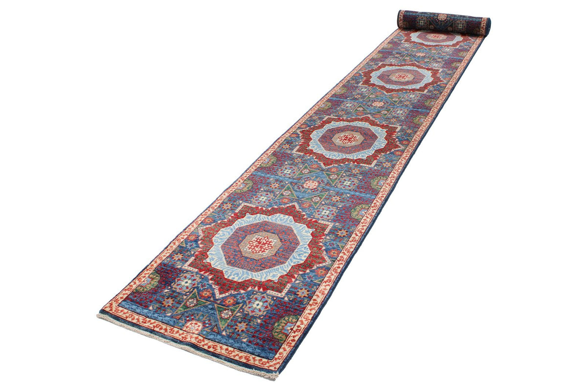 2x19 Navy and Multicolor Turkish Tribal Runner