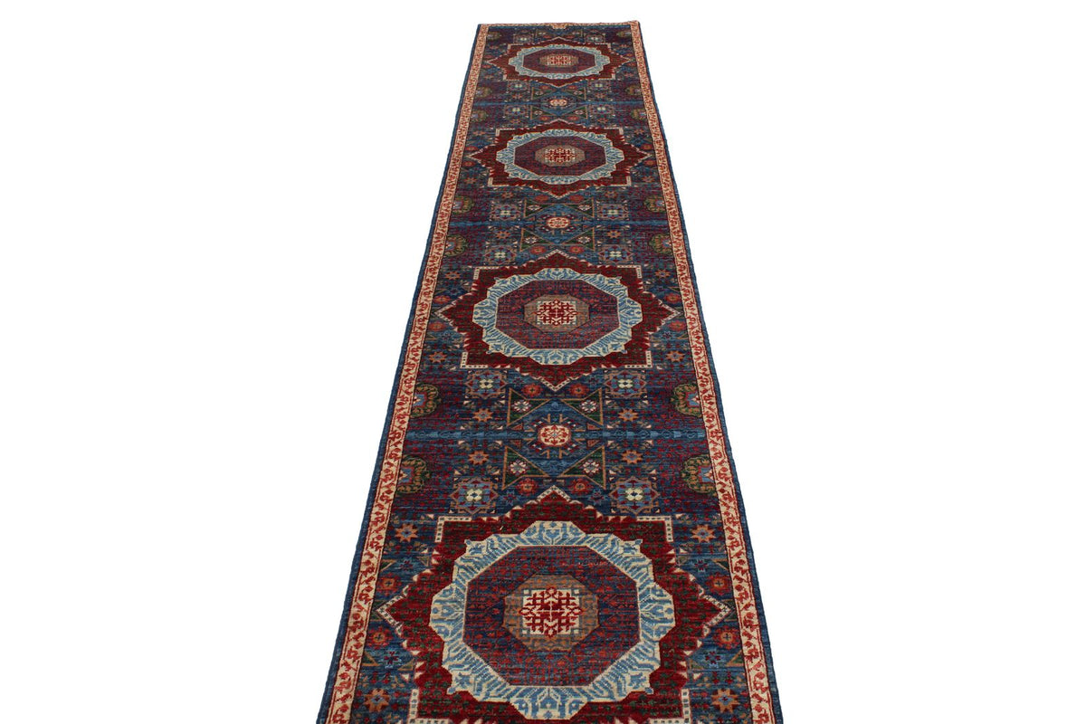 2x19 Navy and Multicolor Turkish Tribal Runner