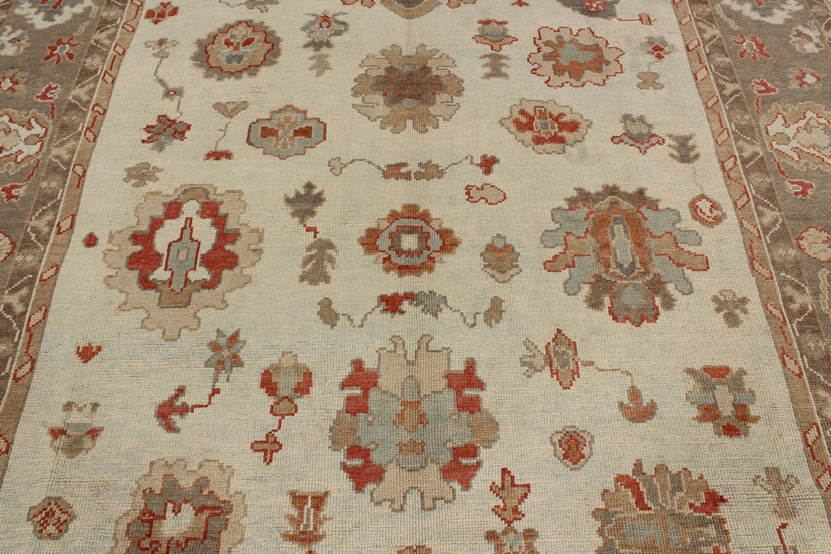 9x12 Gray and Blue Turkish Oushak Rug