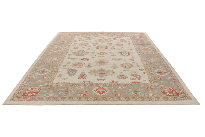 9x12 Gray and Blue Turkish Oushak Rug