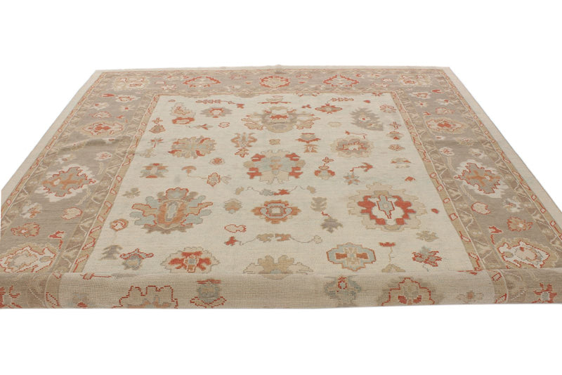 9x12 Gray and Blue Turkish Oushak Rug