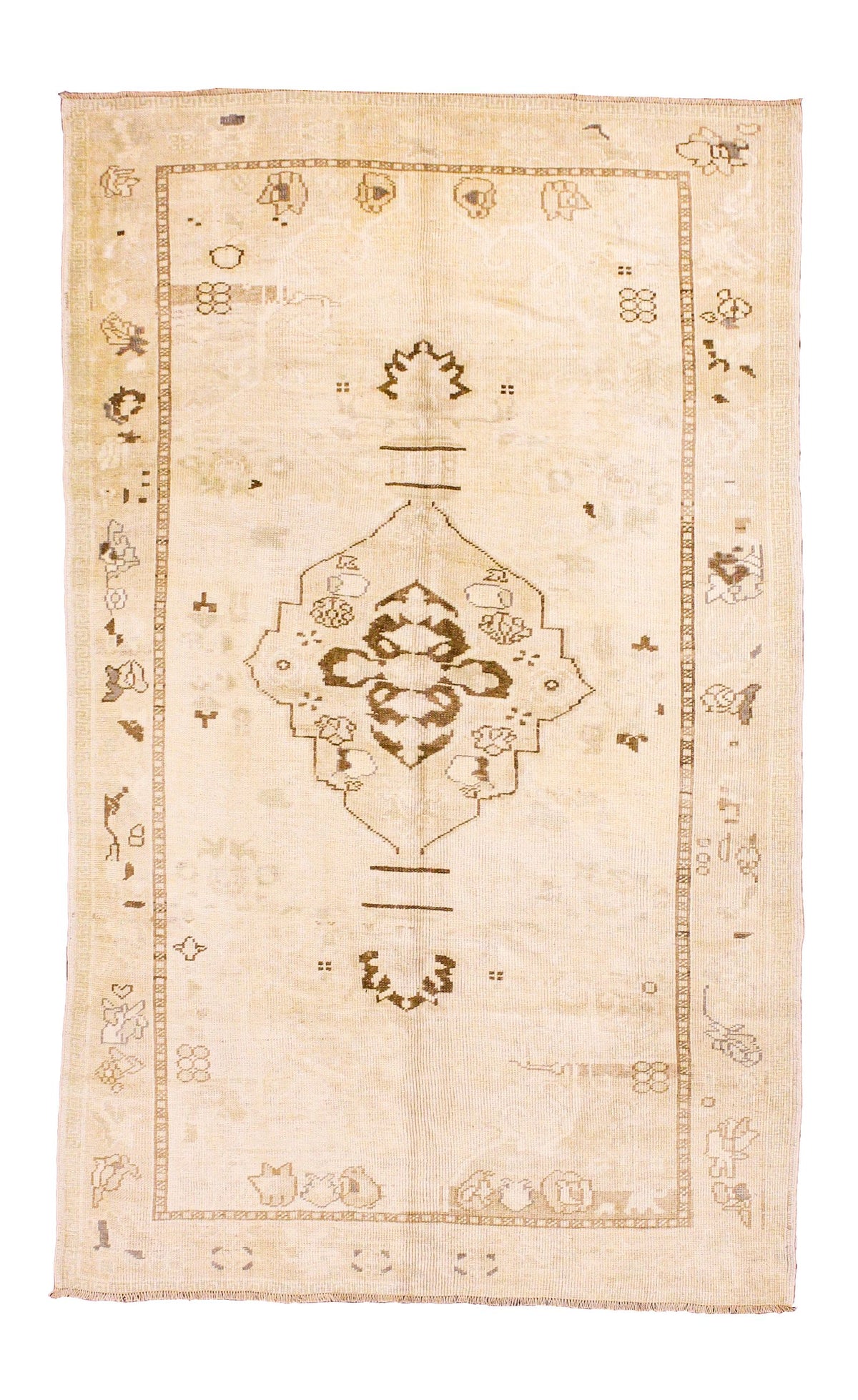 5x8 Gold and Brown Turkish Tribal Rug