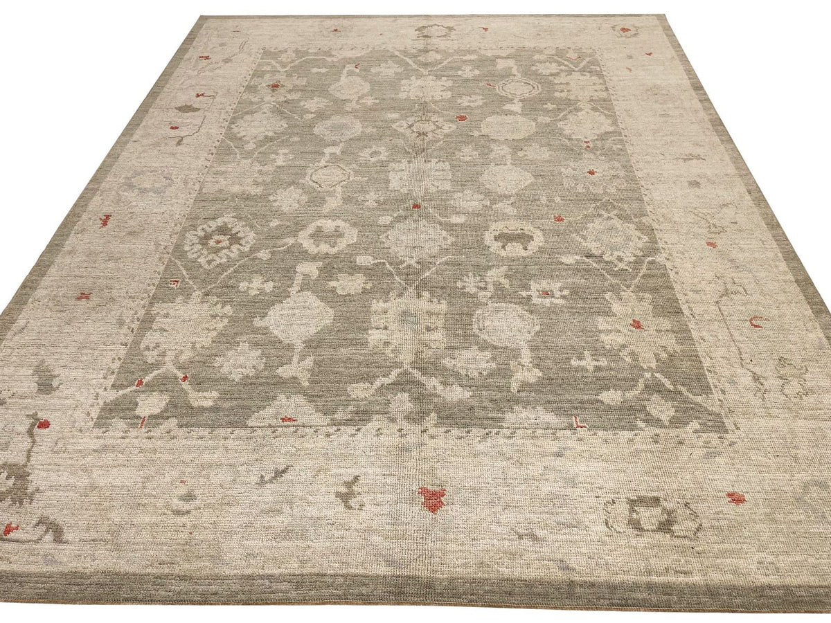 8x10 Gray and Navy Turkish Oushak Rug