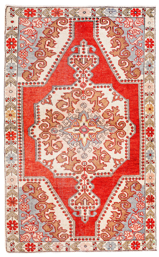 5x8 Red and Multicolor Turkish Tribal Rug