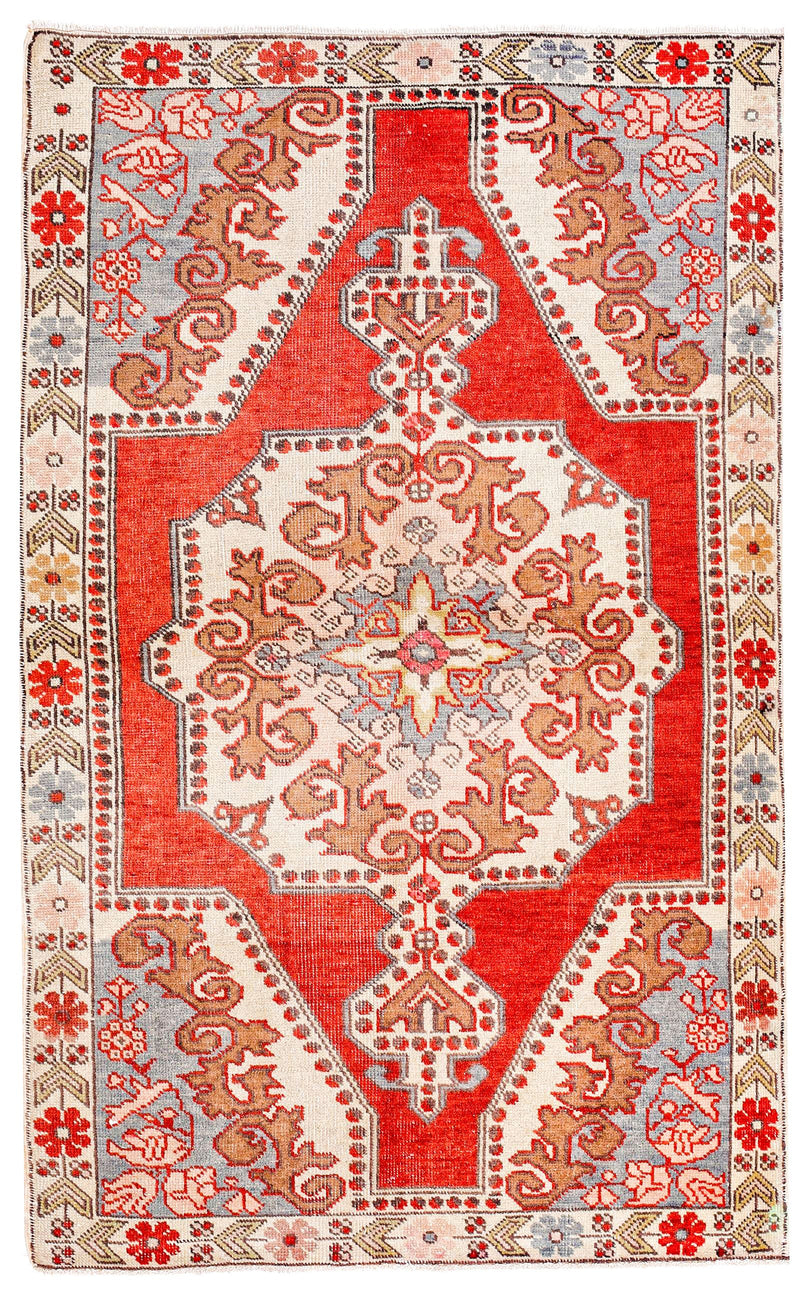 5x8 Red and Multicolor Turkish Tribal Rug