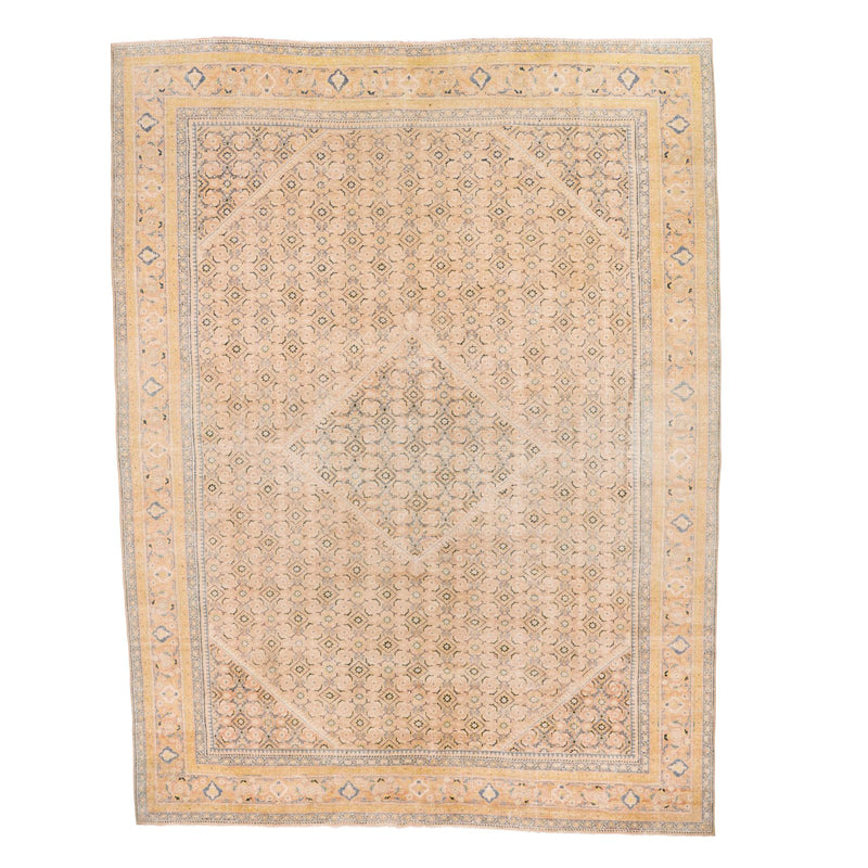 10x13 Ivory and Blue Turkish Oushak Rug