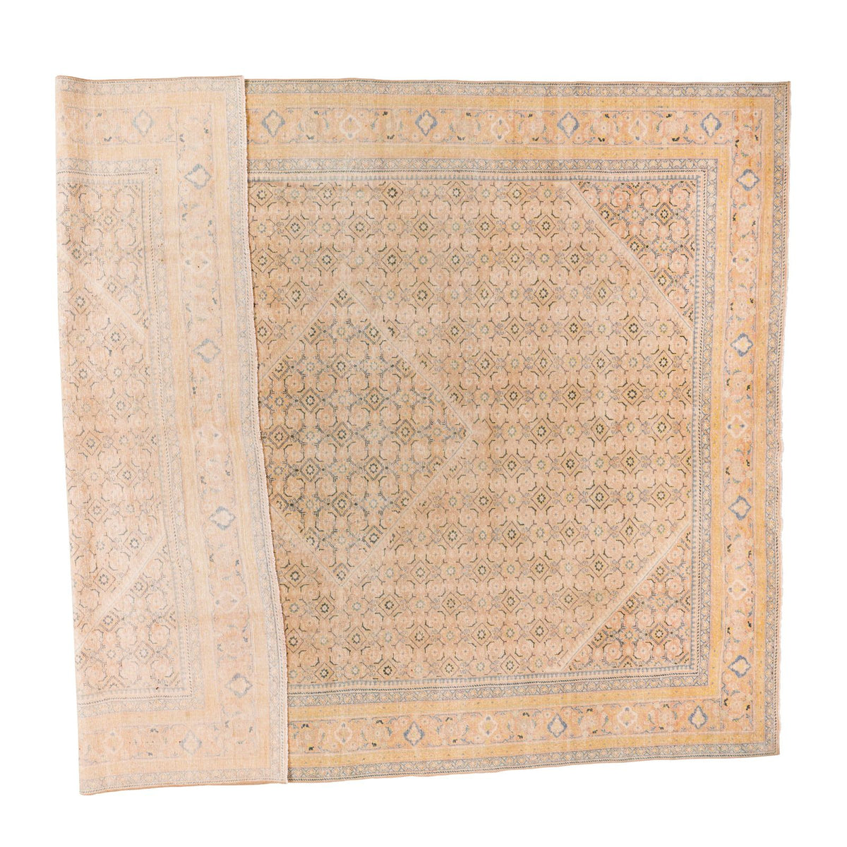 10x13 Ivory and Blue Turkish Oushak Rug