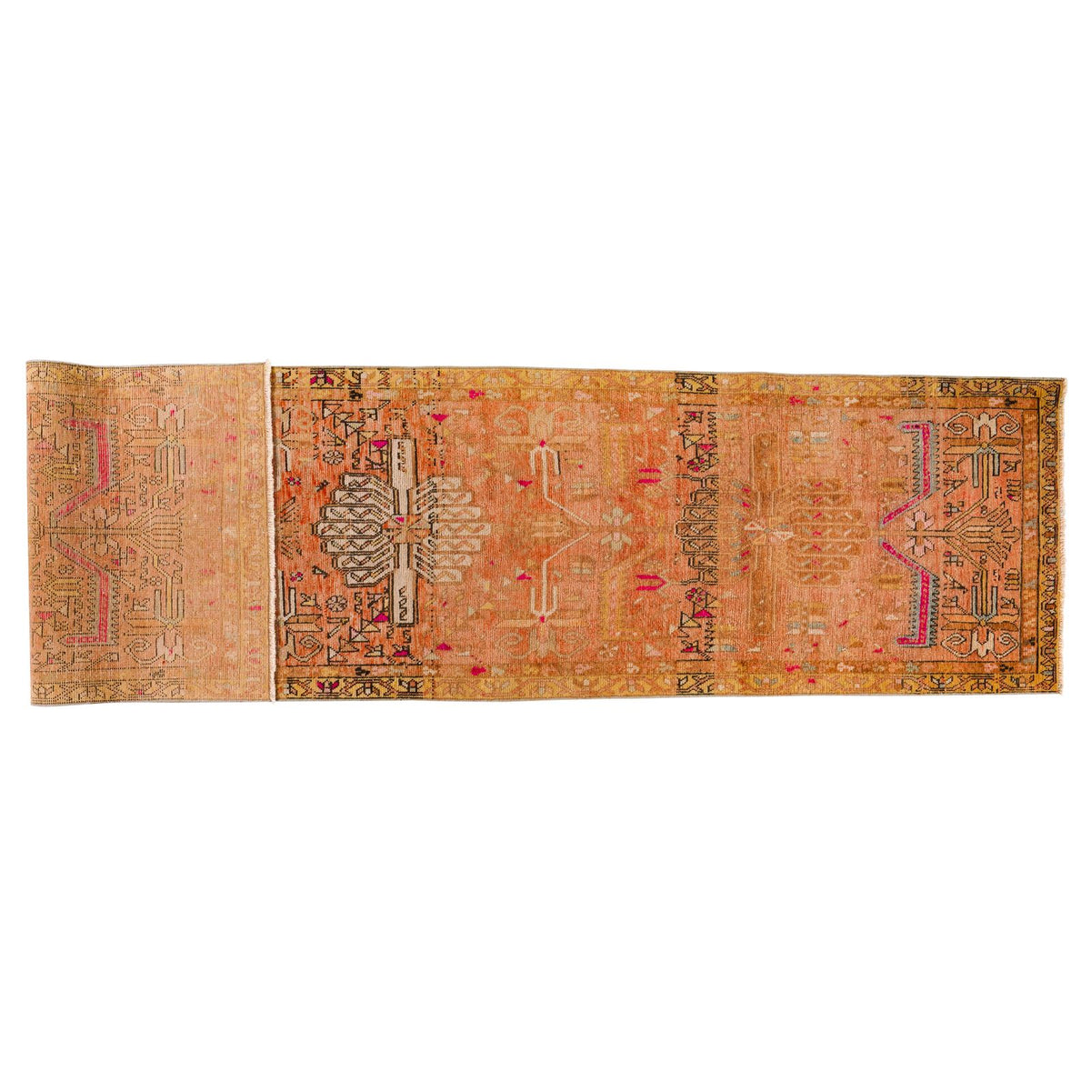 3x12 Rust and Black Persian Tabriz Distressed Area Runner